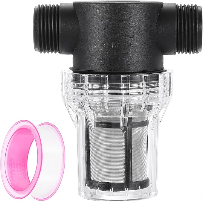 uxcell Pressure Washer Filter 1" NPT Female Thread, Inline Mesh Strainer Attachment, Outlet for Pipe Strainer, Stainless Steel Screen with Sealant Tape (Size:100 Mesh) - AquaVibe