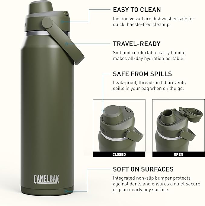 CamelBak Thrive Chug Insulated Stainless Steel Water Bottle Moss, 32oz