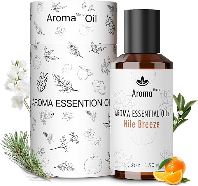 Aroma Essential Oil Blend - Nile Breeze | Inspired by JW Marriott Hotel Scent | Hotel Fragrance Oil for Diffuser Machines | Citrus, Jasmine & Cedarwood | Aromatherapy Oils for Large Rooms | 5.3 fl oz