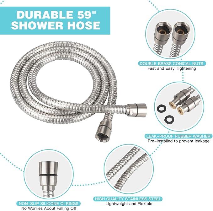 Handheld Showerheads with LED Display Temperature - JDO High Flow Showerhead with 6 Different Shower Modes - High Pressure even at Low Water Pressure - for Pet Bathing and Baby Care