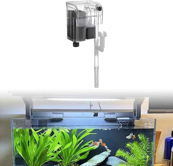 Auto Start Hang on Back Aquarium Adjustable Quiet Fish Tank Hob for Freshwater Accs, B