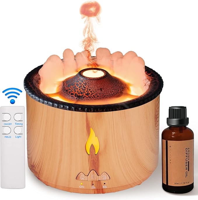 Eessential Oil Diffuser 360 ML,Volcano and Flame Air Diffuser/Humidifier, Red&Blue Light,1.76 floz Hotel Essential Oils,Diffusers for Home,Bedroom