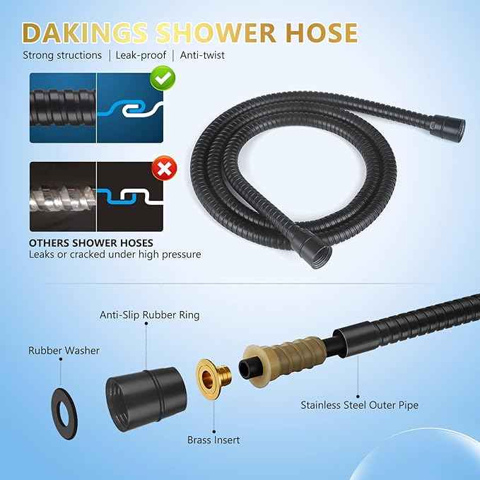 6 Spray Modes High Pressure Handheld Showerhead Set Upgraded 5 Inches Shower Head with Handheld Spray Matte Black Handheld Shower Head 60 Inches Stainless Steel Hose-1-Min Install