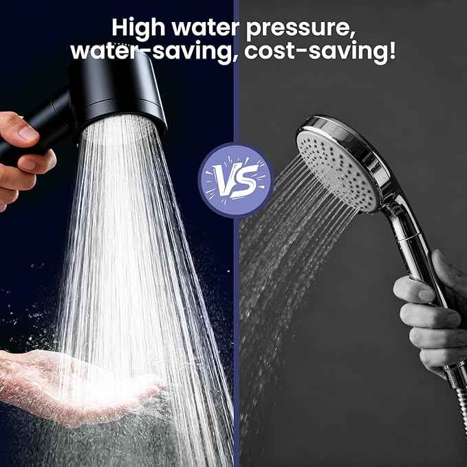 Ion Drops Filtered Shower Head with Handheld, High Pressure Shower Heads with 3 Spray, Showerhead with Filters Hand held for Hard Water, Remove Chlorine, Reduces Dry Itchy Skin (Black)