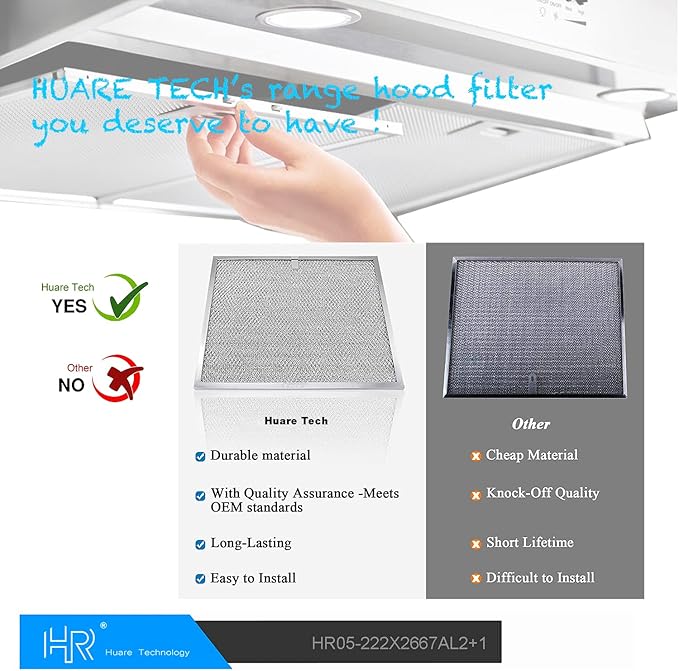 HR Huare Technology 97007696 Charcoal Range Hood Filter, fits Broan,Kenmore,Nutone, Alternative S88152, K7588, S51113711, 41F, Size 8-3/4 x 10-1/2 Inch,2Pack