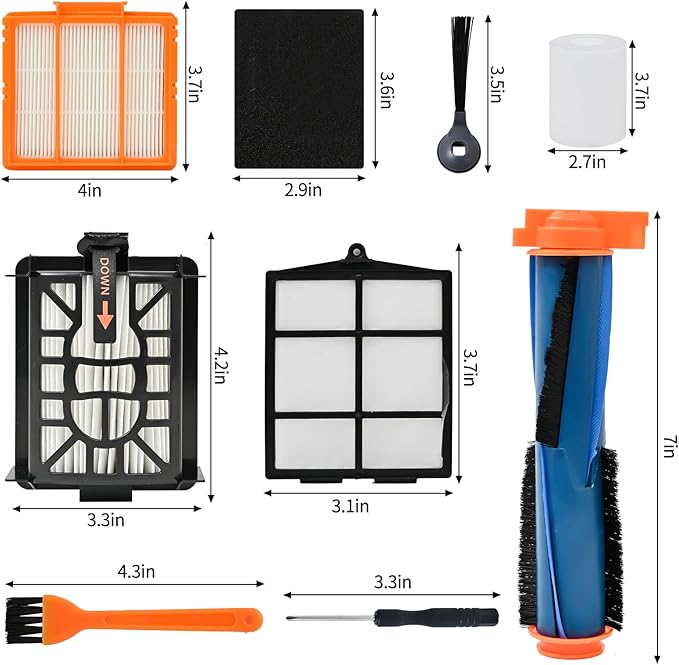 Replacement Parts for Shark AI AV2501AE RV2502AE RV2610WA AV2501S RV2520 AOUS AV2510 AOUS AV2511AE Vacuum Cleaner,Accessory kits with Main Brush,Filters,Side Brushes,Pre Filter,Foam Filter ﻿ - AquaVibe