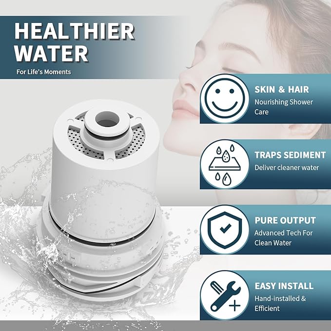 3-PACK, Compatible with Delta Clarifi Shower Filter Cartridge for 7RC100 & 5RC100, Reduces Chlorine for Healthier Skin & Hair.