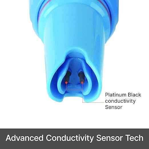 Apera Instruments, LLC-AI314 Premium Series EC60 Waterproof Conductivity Pocket Tester Kit, ±1% F.S Accuracy, Easy Switch of EC/TDS/Salinity, Replaceable Probe