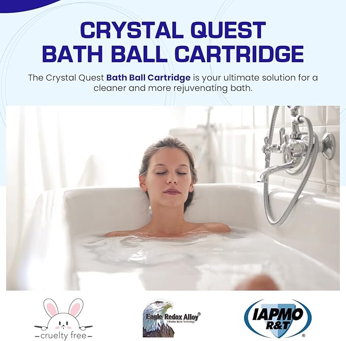 Crystal Quest Bath Ball Replacement Cartridge – Removes Chlorine, PFAS & Odors – Easy-to-Install Water Filter – Eco-Friendly, Durable & Skin-Safe – Built in the USA [2 Pack] - AquaVibe