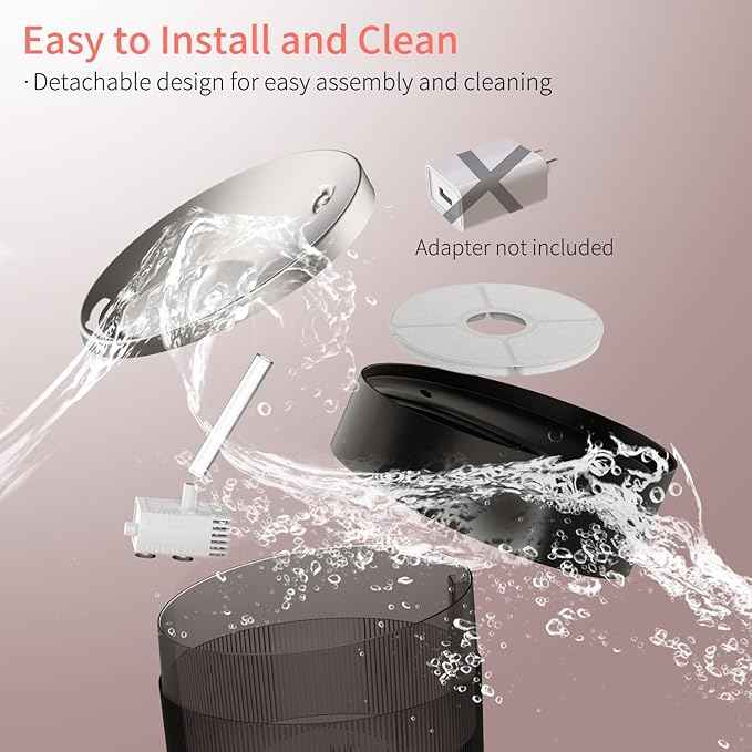 beQ Cat Water Fountain, 84oz/2.5L Stainless Steel Automatic Pet Fountain Water Dispenser with 4pcs Replacement Filters for Cats, Dogs, Multiple Pets Drinking Bowl, Indoor Ultra-Quiet Smart Pump, Black