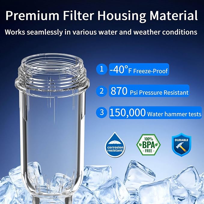 40 Micron Spin Down Sediment Filter,Reusable Sediment Water Filter,Washing Machine Water Filter,Whole House Pre-Filtration System for City Water & Well Water,25GPM,1" MNPT+3/4" FNPT+3/4" MNPT