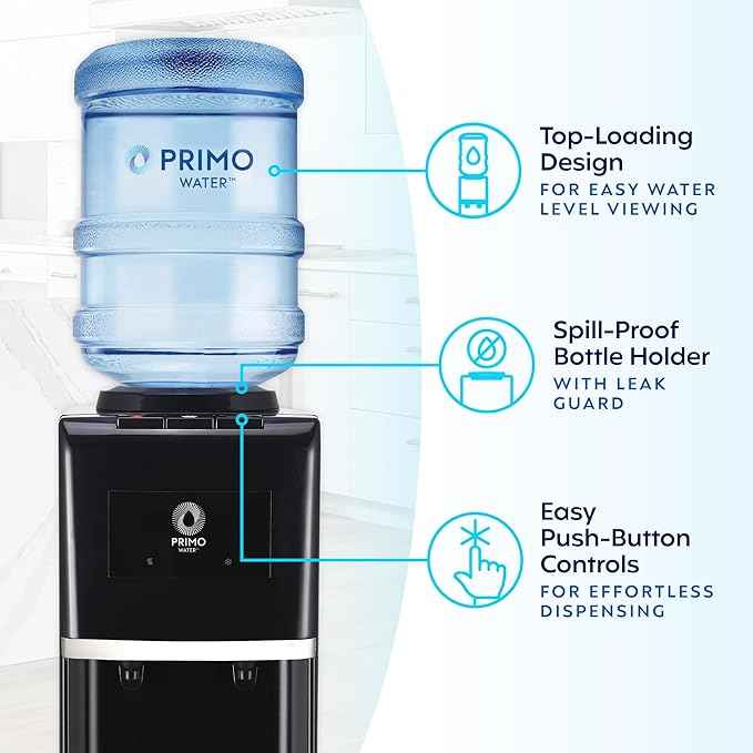 Primo Water Dispenser for 5 Gallon Bottle with Pet Drinking Station - Hot & Cold Top Loading Water Cooler Machine