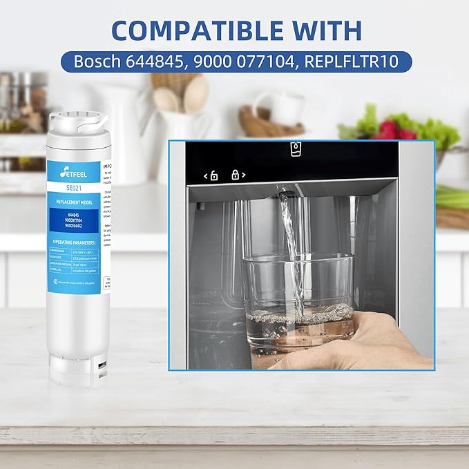 11034152 Water Filter Replacement Fit Bosch Thermador Ultra-Clarity 644845 REPLFLTR10 BORPLFTR10 9000-077104 9000194412 B26FT70SNS B22CS80SNS, Thermador 11028820 00740560, 3 Packs SETFEEL