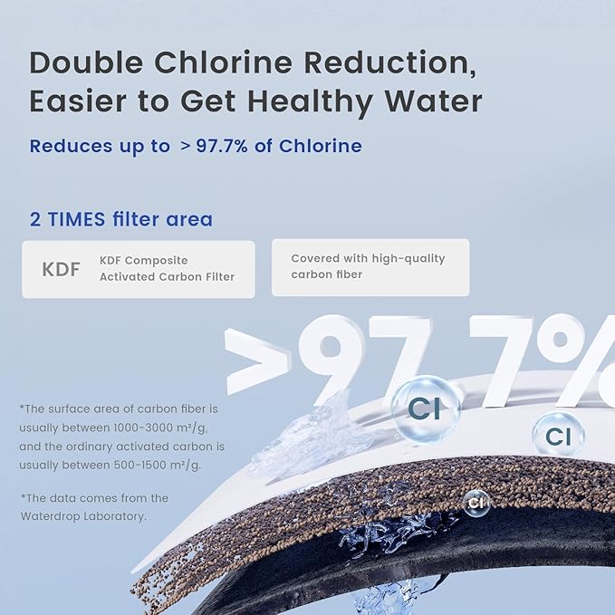 Waterdrop 3-Stage Whole House Water Filter System,with Carbon Filter&Sediment Filter,7-Stage Filtration Highly Reduce Lead,Chlorine,Odor and Taste,5 Micron WHF3T-PG,1" Inlet/Outlet