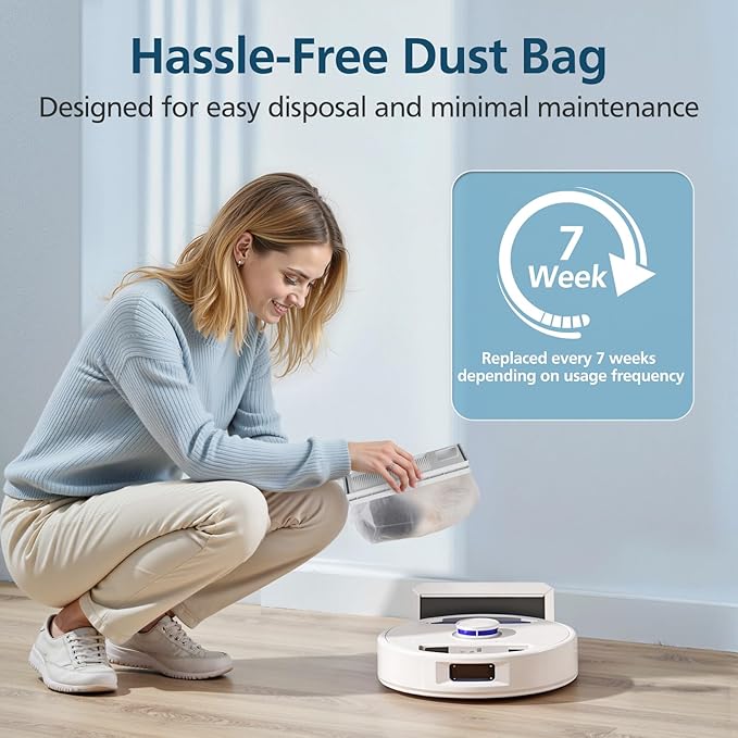 8 Pack Dust Bags for Narwal Freo X Ultra & Freo X Plus Robot Vacuum, 1L Capacity Disposable Dust Bag Replacement with Built-in Hepa Fil-ter - AquaVibe