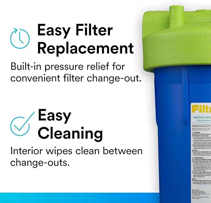 Filtrete Large Capacity Whole House System 3WH-HD-S01, Includes 30 Micron Pleated Filter and Mounting Bracket, Protects Plumbing and Appliances, Ideal for Three or More Bathroom Homes