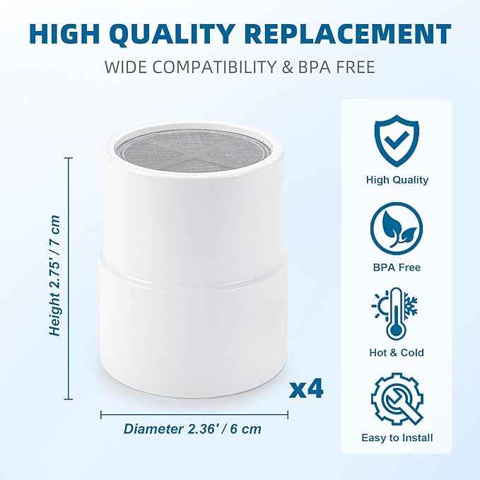 KDF Shower Filter Replacement Cartridge for JOLIE Shower Head Filter - 4 Packs