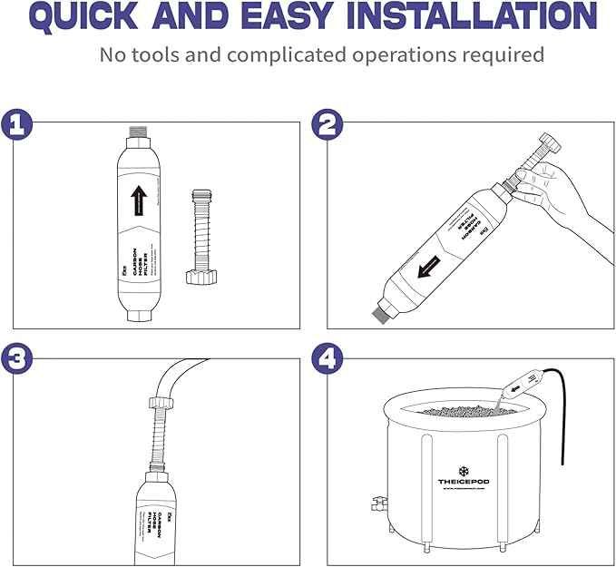 THE POD COMPANY Carbon Hose Filter for Ice Bath Filling, Removes Impurities, Helps Water Last Longer, Fits Standard Garden Hoses/Faucets 3/4", Tool-Free Installation