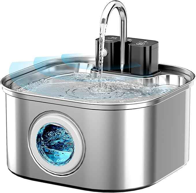 Wireless Cat Water Fountain Stainless Steel 3.2L/108oz, Battery Operated Pet Fountain with 3 Modes, Cordless Pet Water Dispenser for Cats and Dogs