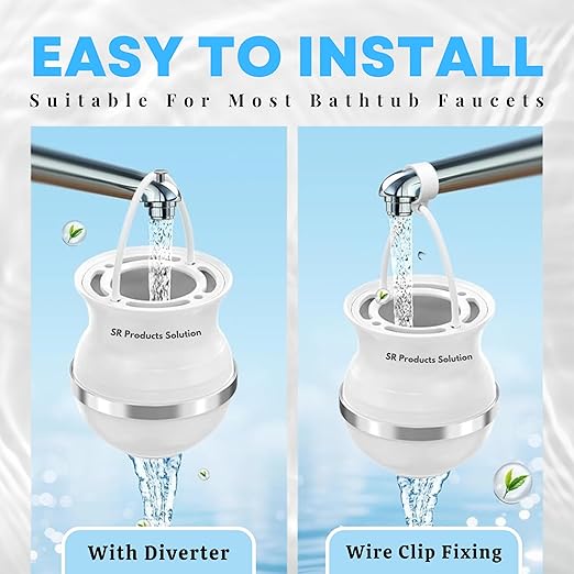 Bath Filter for Tub,10-Stage Water Filter with 2,500 Gallons Capacity,Removes Chlorine, Fluoride & Heavy Metals,Hard Water Softener,Improves Skin, Hair & Nails,BPA-Free, Easy to Install - AquaVibe