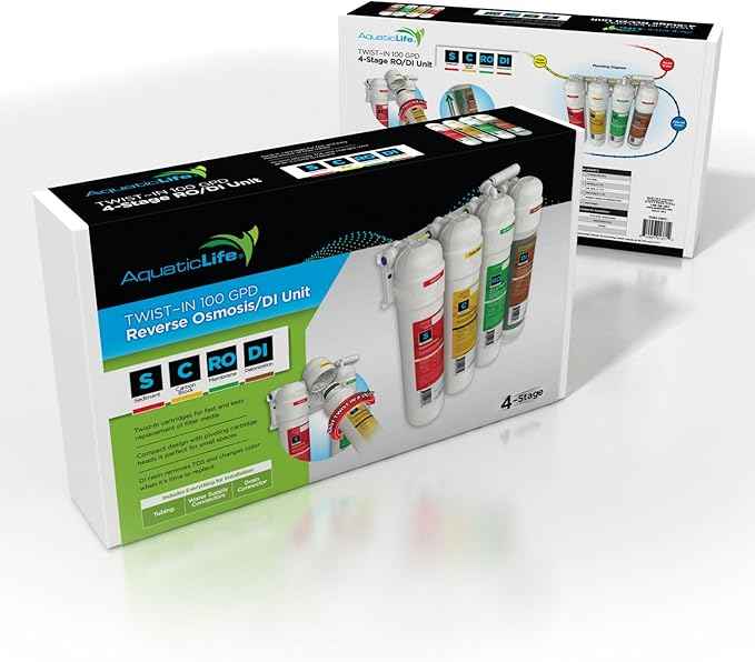 AQUATICLIFE Twist-in 100 GPD 4-Stage Ro Unit (Sediment, Carbon Block, Membrane, Deionization)