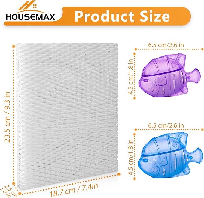 HOUSEMAX 2 Pack MD1-0034 Replacement Humidifier Wicks Filters Compatible with Vornado Evaporative Humidifier Model Evap40, Evap2, EV100, EV200, EVDC300, EVDC500, EVDC505, Tornado Humidifier Filter