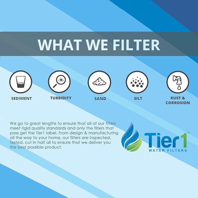 Tier1 10 Micron 10 Inch x 4.5 Inch | 4-Pack Spun Wound Polypropylene Whole House Sediment Water Filter Replacement Cartridge | Compatible with Hydronix SDC-45-1010, SDF-45-1010, Home Water Filter
