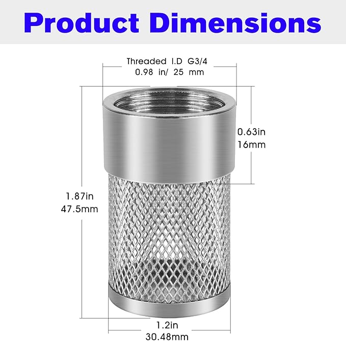 Inlet Suction Strainer Mesh Filter 25MM Water Hose Strainer for Livewell Pump, Industrial Plumbing Inline Strainers and Sprayer Garden Hose Suction Line, Garden Hose Filter Screen - 2PCS