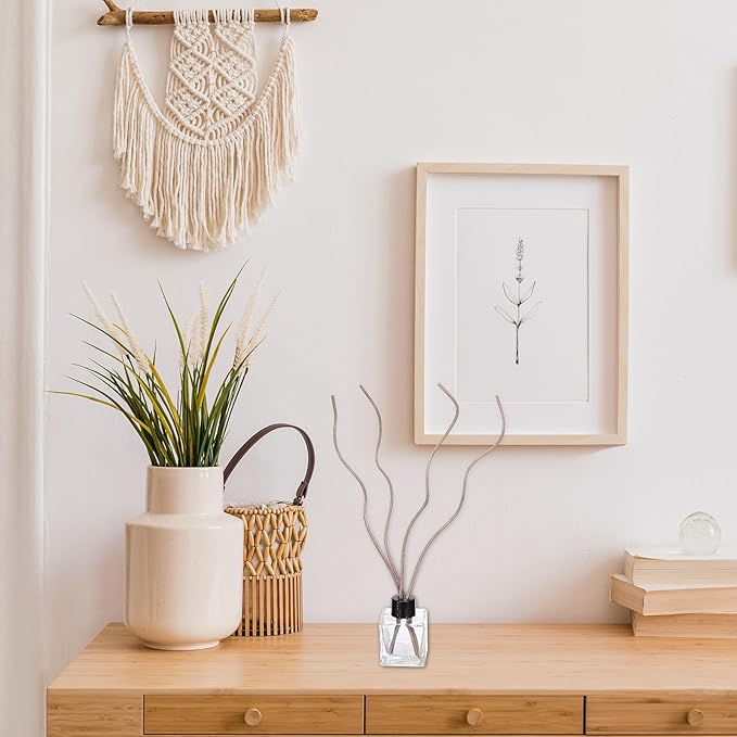 uxcell 60Pcs Wavy Rattan Reed Diffuser Sticks, 28cm/11 Natural Wooden Rattan Fragrance Diffuser Refill Sticks Replacement for Home, Bedroom, Hotel, Office, Bathroom Shelf Decor (Black) - AquaVibe