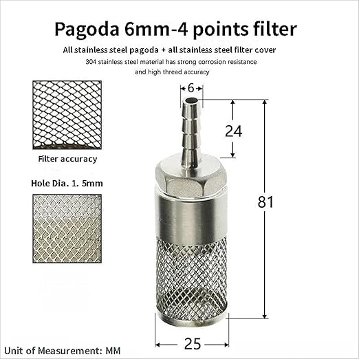 304 Stainless Steel Water Pump Filter Hose End Strainer Barbed Inline Mesh Screen, Assorted Sizes for Pressure Washer Garden RV Prevents Debris Clogging,1pcs(6mm 1/2 Inch)