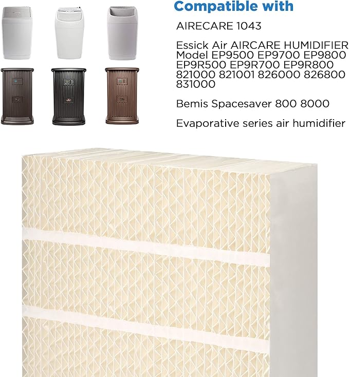 1043 Humidifier Wick Filter Replacement for AirCare Essick Humidifiers, Replaces EP9 EP9R EP9500 EP9800 EP9700 826000 826800 831000 SS390DWHT 821000 821001 and Bemis Space Saver 800 8000 Series - AquaVibe
