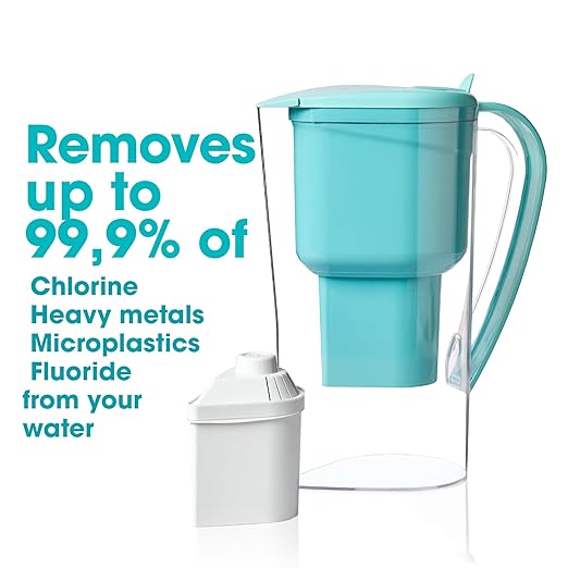 Alkanatur Drops Pitcher - Alkaline High pH 9 + Hydrogenates + Ionizes + Provides Magnesium Removes Chlorine, Metals, Fluorides, Microplastics, and More - Certifeid UNE 149101:2015