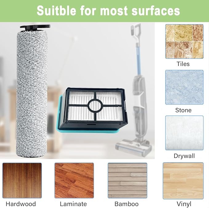 Crosswave Replacement Parts for Bissell Crosswave Hard Floor Expert Vacuum 3831 HF2 3845 3847 3848 Vacuum Cleaner, 2 Brush Rolls,4 Filters,Compare to Part B0555 1637755 1632973 - AquaVibe