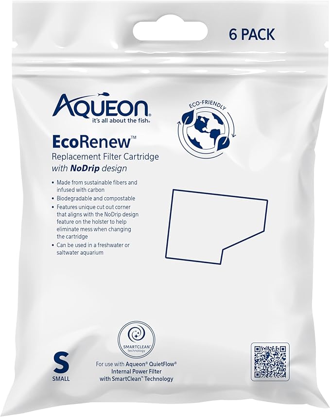 Aqueon Aquarium Fish Tank EcoRenew Filter Cartridge, Small 6 Pack - AquaVibe