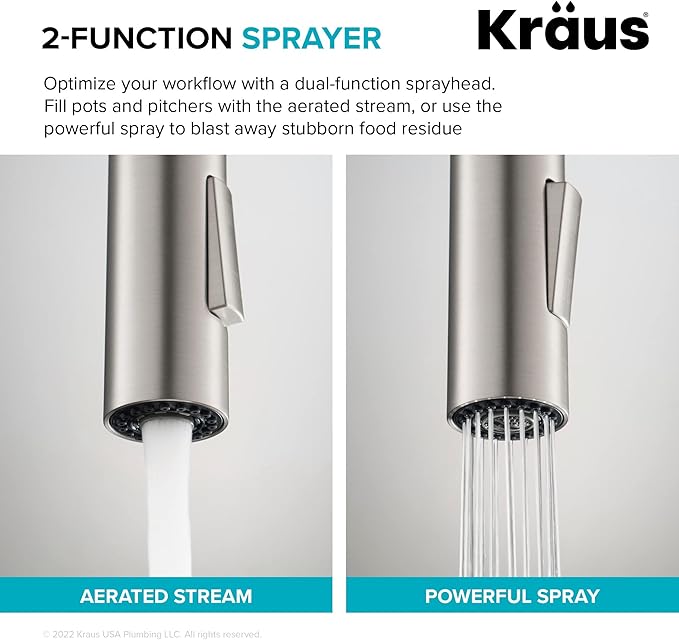 KRAUS Oletto High-Arc Single Handle Pull-Down Kitchen Sink Faucets in Brushed Brass/Matte Black, Kitchen Faucets with Pull Down Sprayer, KPF-2820BBMB