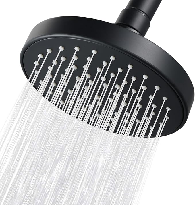 High Pressure Shower Head - 4.7“ Powerful Bathroom Pressure Boosting Rain Showerhead - Perfect Universal Replacement for Rainfall Shower Heads (Black)