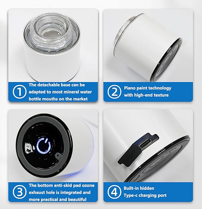 230ml Portable Hydrogen Water Bottle Generator, Smart Rechargeable PEM Hydrogen Water Machine, Electric Hydrogenated Water Bottle for Fitness, Travel, Office Use, Aluminum & PC