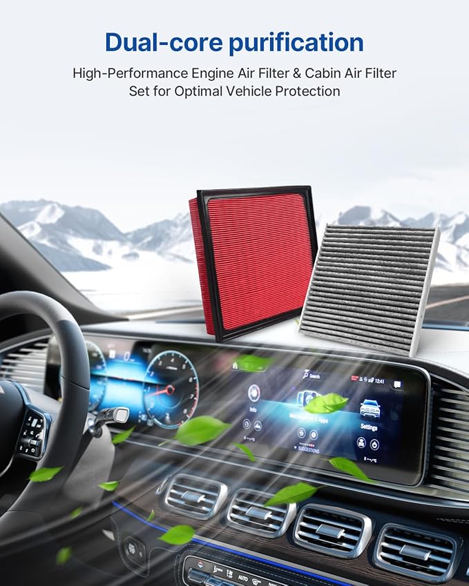 Engine & Cabin Air Filter Fits 2013-2018 ES350, 2015-2017 NX200t, 2010-2015 RX350, 2013-2018 Avalon, 2012-2017 Camry, 2014-2019 Highlander, 2011-2019 Sienna, Replacement for CF10285 CA10755