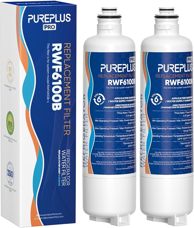 PUREPLUS BORPLFTR50 Replacement for Bosch 11025825 Ultra Clarity Pro Refrigerator Water Filter, Compatible with 12033030, 12028325,11025825, BORPLFTR55, WFC100MF, B36CT80SNS, B36CL80ENS, 2Pack