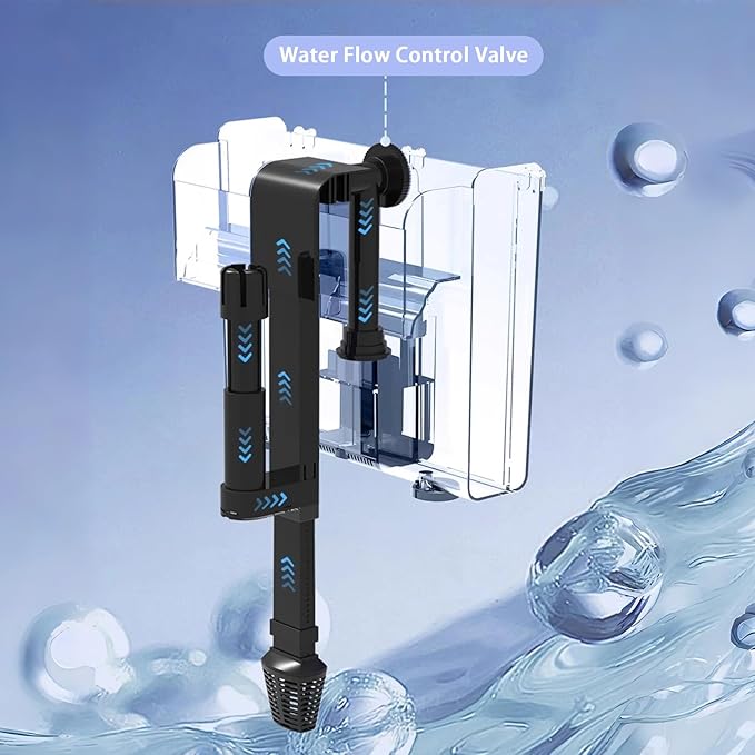 Aquarium Filter Hang on Fish Tank Filters Adjustable Ultra-Quiet Powerful U-V Fish Tank Filter for Aquariums Up to 45 Gal, Green Clean Machine