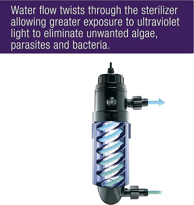 Coralife Aquarium Fish Tank Marine Salt Water Turbo-Twist UV Sterilizer 3X, For up to 125 Gallons
