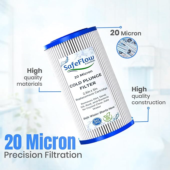 5" x 2.5" Cold Plunge Filter 20 Micron – Fits The Pod Ice Cold Plunge Water Chiller, Cold Plunge Filters, and Under Kitchen Sink Systems (6)