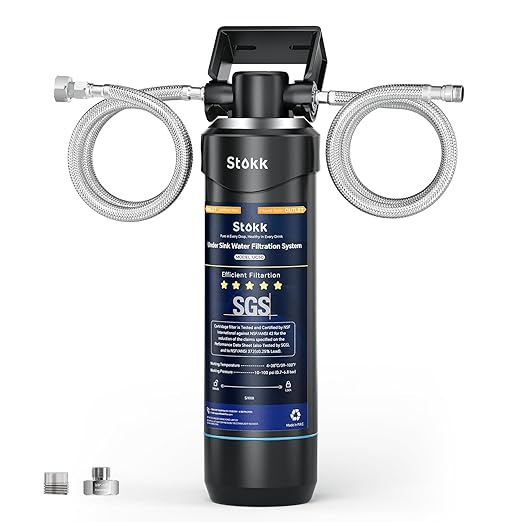Stokk UC50 Under Sink Water Filter, Reduces Lead, Chlorine, Bad Taste & Odor, 26000 Gallons Under Counter Water Filter Systems Direct Connect to Kitchen Faucet, NSF/ANSI 372& 42& 53