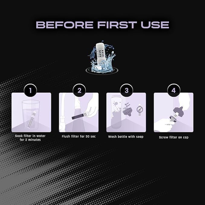 Mist Sports Squeeze Water Bottle with Built-In Filter for Pure Water, Lightweight and Easy Grip Squeeze Water Bottles Sports Quality, Leak Proof & BPA Free Athletic Water Bottle Squirt Top, Lavender
