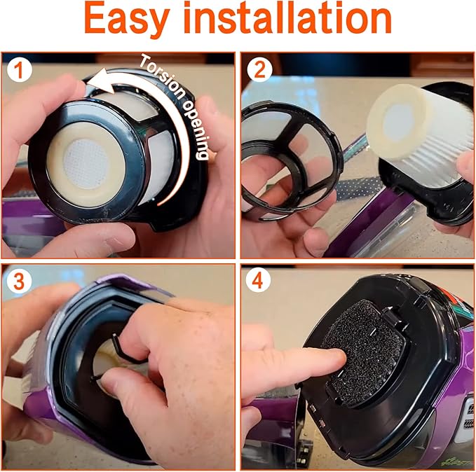 3 Pack Handheld Vacuum Filter for Bissell Pet Hair Eraser Lithium Ion Hand Vacuum filter Replacement 2390 2390A 2389 2579 2284W Replaces 1614203 1614212 1614204 with 1 Little Brush for Gift - AquaVibe