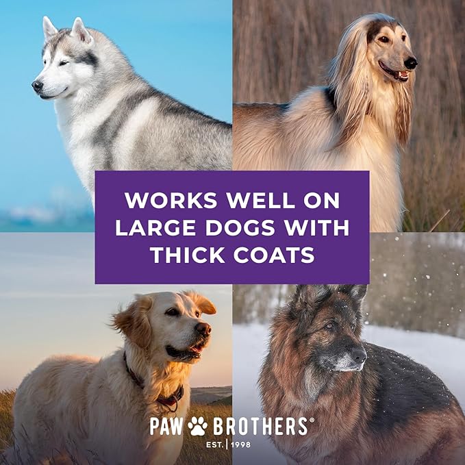 Paw Brothers Professional Grade Extra Long Slicker Brush - Ergonomic Handle, Removes Loose Undercoat and Tangles for Dogs - AquaVibe