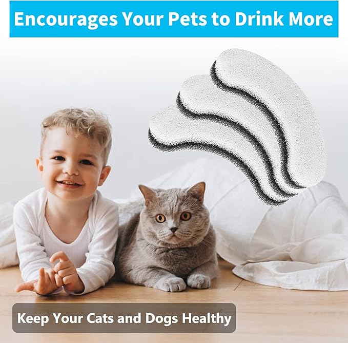 12 Pack Cat Water Fountain Filters for WF050 WF100 Automatic Pet Water Fountain, Pet Fountain Filter Replacement for WF050TP Cat Founatin Dog Dispenser