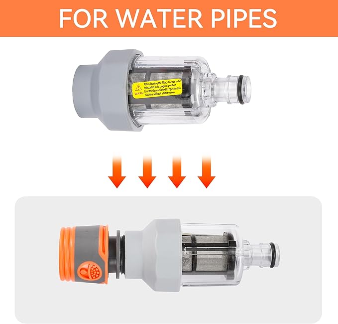 Vertical Garden Hose Filter Kit for High Pressure Washer and Water Spray Gun,Sediment Filter for All 3/4 Inch GHT Thread Garden Hose Quick Connector