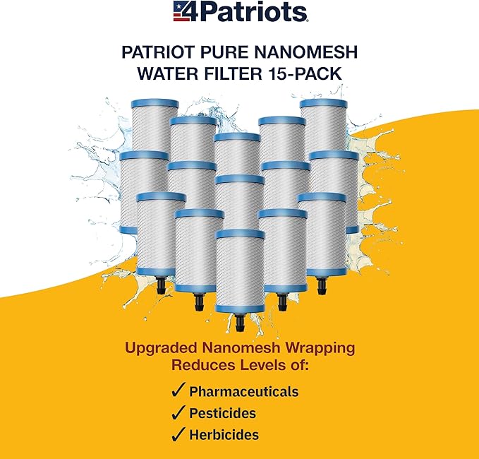 Patriot Pure Nanomesh™ Water Filter For 200+ Contaminants, Good for up to 800 gallons (15-Pack)