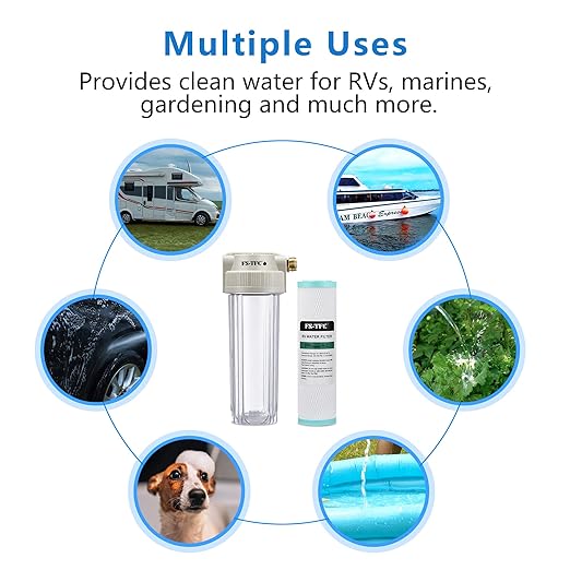 FS-TFC RV Water Filter System Reduces Bad Taste, Odors, Chlorine, Sediment for RVs, Gardening, Farming, Pets and Marines, Drinking & Washing Filter